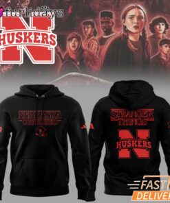 Stranger Things S5 Nebraska Huskers Retro Logo Hoodie