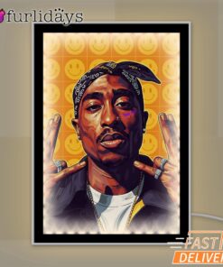 Tupac 90s Hip Hop Smiley Art Mirror Night Light, Rapper Lamp