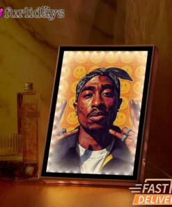 Tupac 90s Hip Hop Smiley Art Mirror Night Light, Rapper Lamp