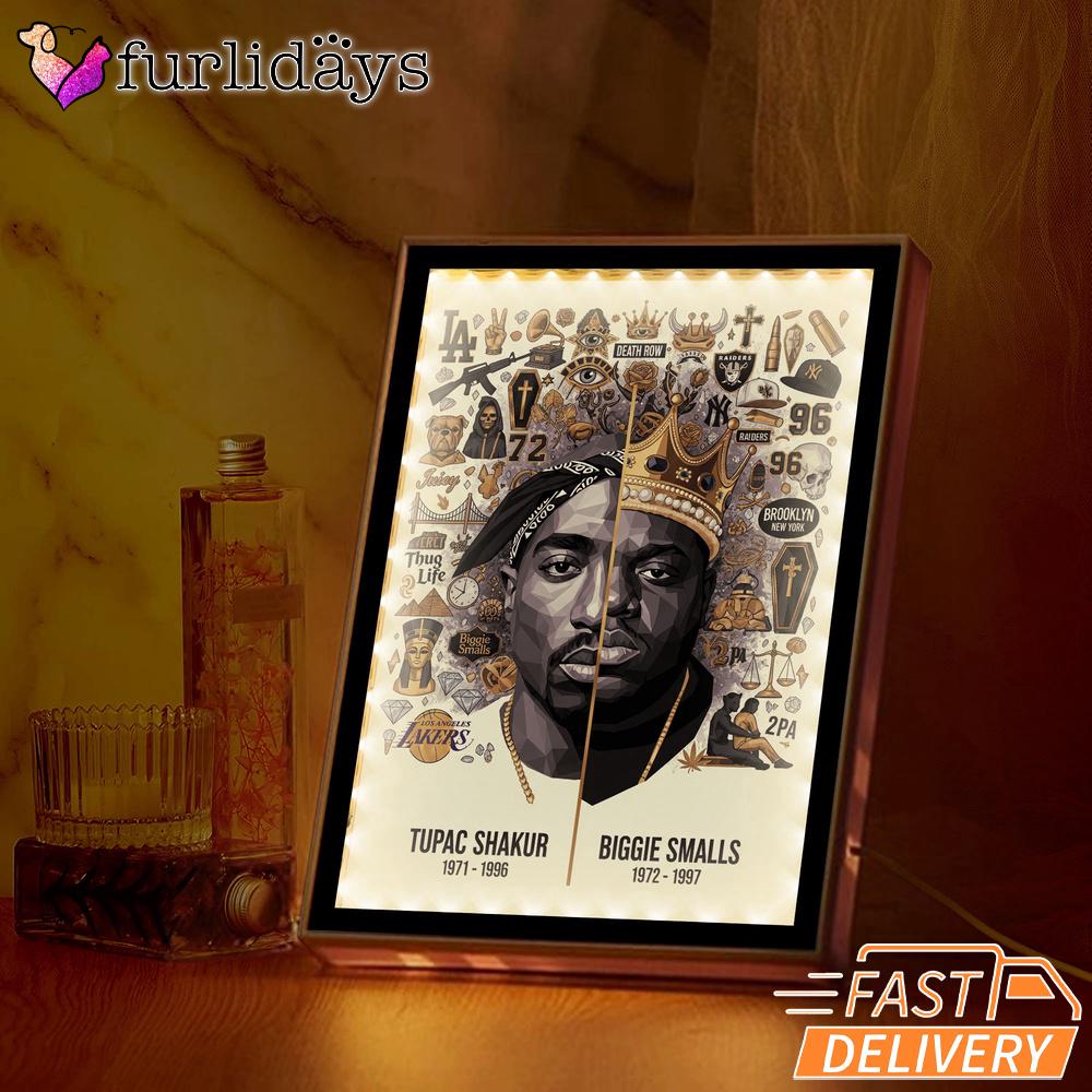 Tupac And Biggie Legend Split Mirror Night Light, Rapper Lamp Tupac And Biggie Legend Split Mirror Night Light, Rapper Lamp