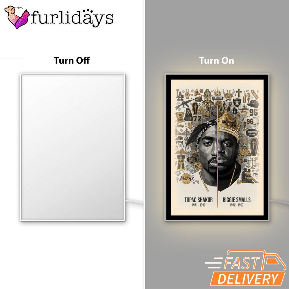 Tupac And Biggie Legend Split Mirror Night Light, Rapper Lamp Tupac And Biggie Legend Split Mirror Night Light, Rapper Lamp