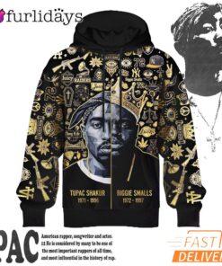 Tupac Biggie Gold Icon 3D Hoodie, 90s Music Hoodie