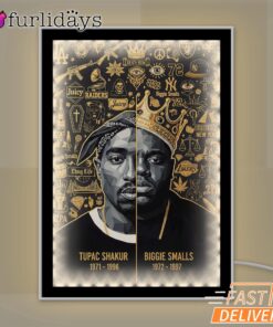 Tupac Biggie Gold Icon Mirror Night Light, Rapper Lamp