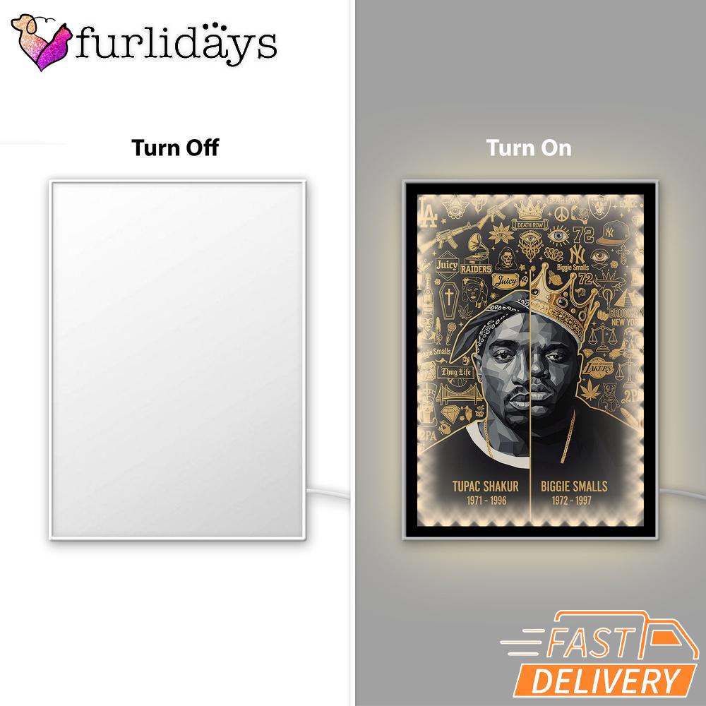 Tupac Biggie Gold Icon Mirror Night Light, Rapper Lamp Tupac Biggie Gold Icon Mirror Night Light, Rapper Lamp