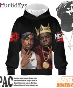 Tupac Biggie Kings Crown 3D Hoodie, 90s Music Hoodie