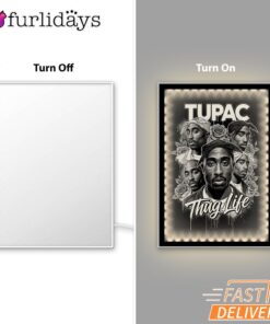 Tupac Black White Roses Mirror Night Light, Rapper Lamp