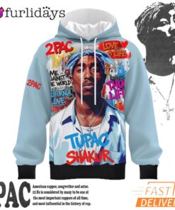 Tupac Blue Bandana Art 3D Hoodie, 90s Music Hoodie