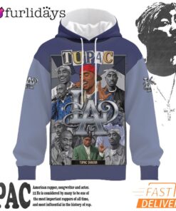 Tupac Blue Collage Star 3D Hoodie, 90s Music Hoodie