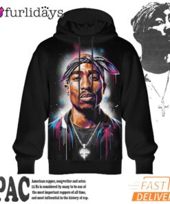 Tupac Blue Highlight Art 3D Hoodie, 90s Music Hoodie