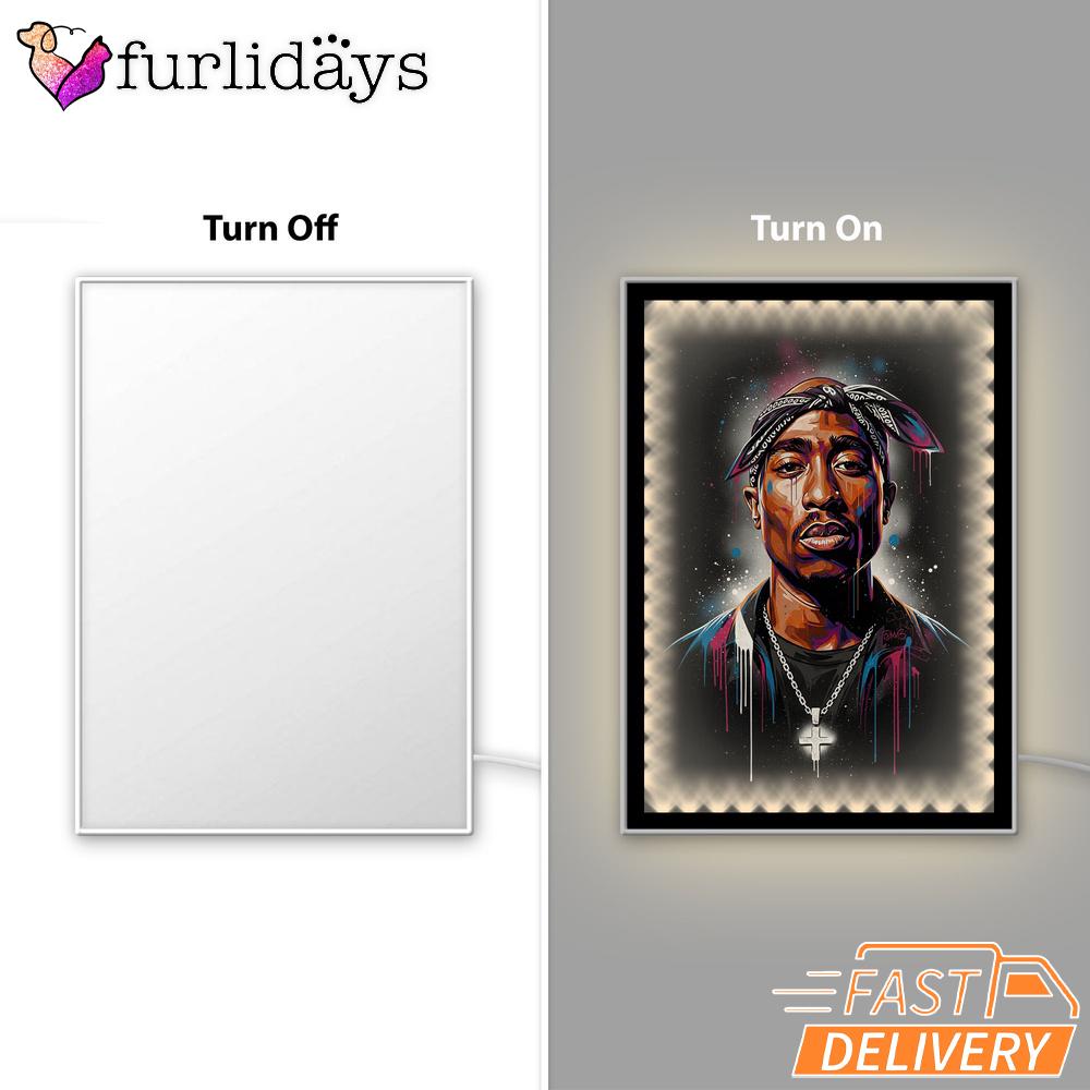 Tupac Blue Highlight Art Mirror Night Light, Rapper Lamp Tupac Blue Highlight Art Mirror Night Light, Rapper Lamp