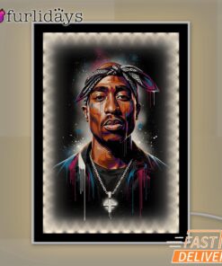 Tupac Blue Highlight Art Mirror Night Light, Rapper Lamp