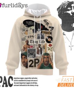 Tupac Collage Black Records 3D Hoodie, 90s Music Hoodie