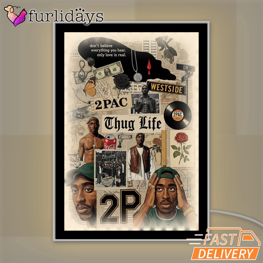 Tupac Collage Black Records Mirror Night Light Tupac Collage Black Records Mirror Night Light
