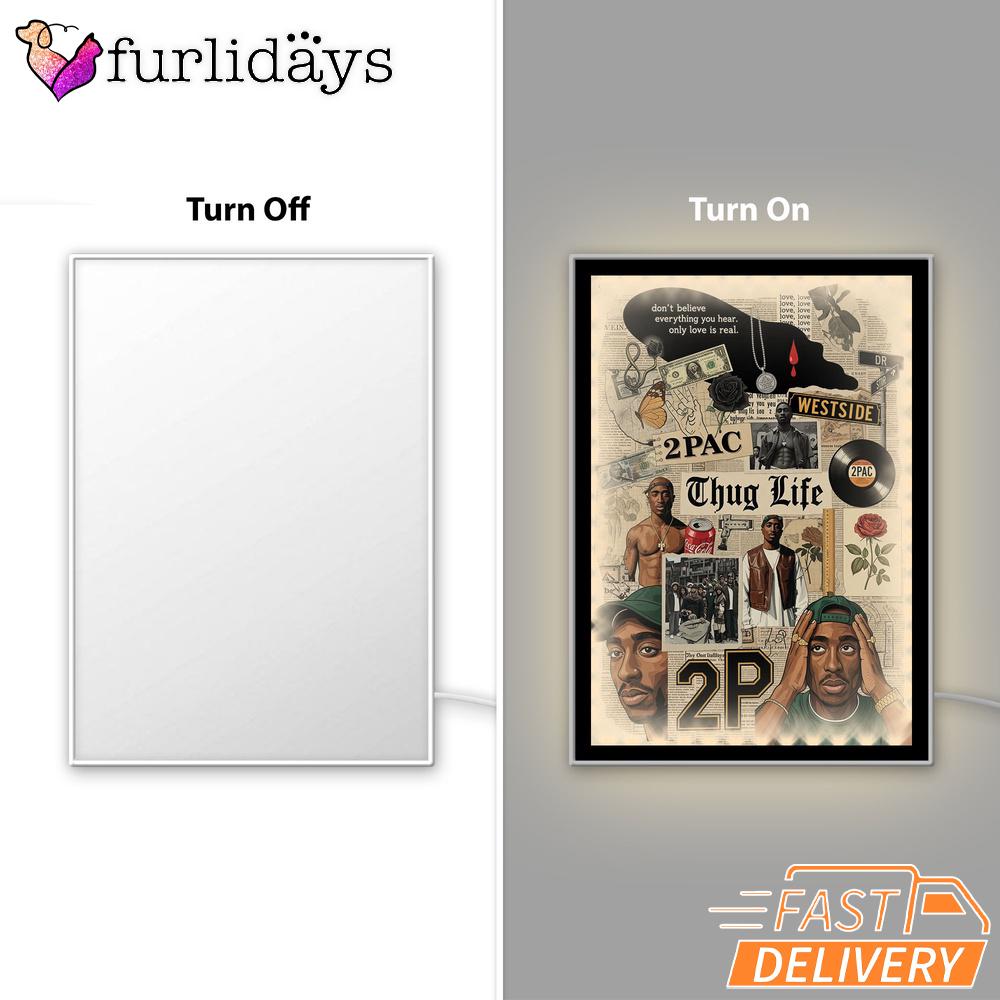 Tupac Collage Black Records Mirror Night Light Tupac Collage Black Records Mirror Night Light