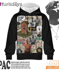 Tupac Collage Green Thug Life 3D Hoodie, 90s Music Hoodie