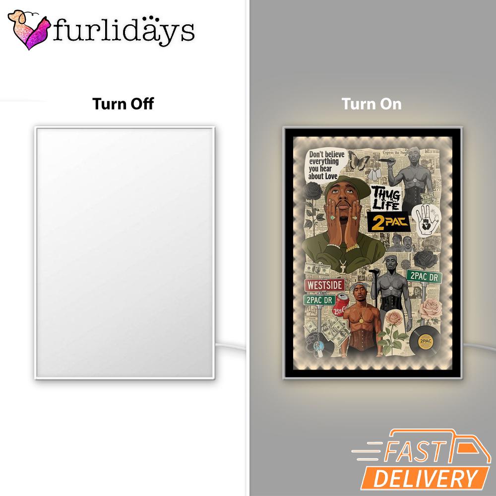 Tupac Collage Green Thug Life Mirror Night Light Tupac Collage Green Thug Life Mirror Night Light