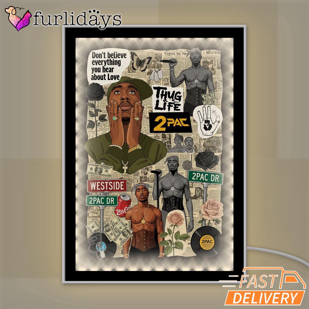 Tupac Collage Green Thug Life Mirror Night Light Tupac Collage Green Thug Life Mirror Night Light