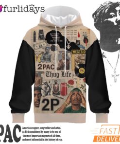 Tupac Collage Records 3D Hoodie, 90s Music Hoodie