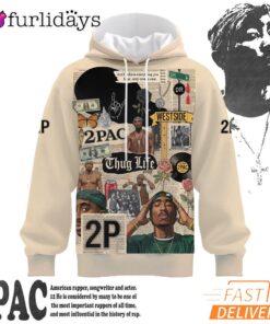 Tupac Collage Thug Life 3D Hoodie, 90s Music Hoodie