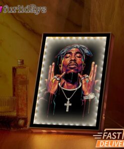 Tupac Cross Glow Mirror Night Light, Rapper Lamp