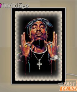 Tupac Cross Glow Mirror Night Light, Rapper Lamp