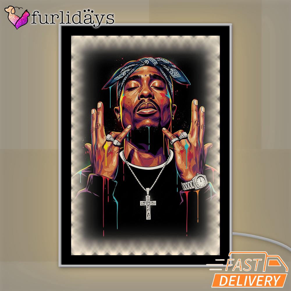 Tupac Cross Glow Mirror Night Light, Rapper Lamp Tupac Cross Glow Mirror Night Light, Rapper Lamp
