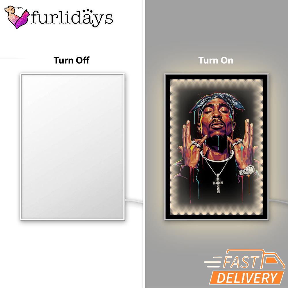 Tupac Cross Glow Mirror Night Light, Rapper Lamp Tupac Cross Glow Mirror Night Light, Rapper Lamp