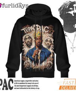 Tupac Crown Rap King Vintage 3D Hoodie, 90s Music Hoodie