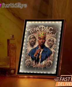 Tupac Crown Rap King Vintage Mirror Night Light, Rapper Lamp