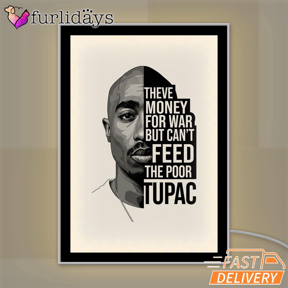 Tupac Feed The Poor Quote Mirror Night Light, Rapper Lamp Tupac Feed The Poor Quote Mirror Night Light, Rapper Lamp