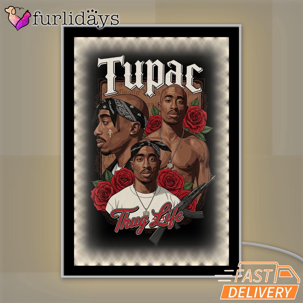 Tupac Forever Roses Mirror Night Light, Rapper Lamp Tupac Forever Roses Mirror Night Light, Rapper Lamp