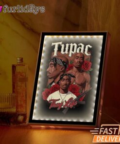 Tupac Forever Roses Mirror Night Light, Rapper Lamp