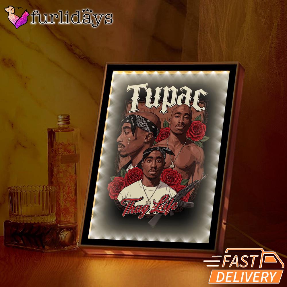 Tupac Forever Roses Mirror Night Light, Rapper Lamp Tupac Forever Roses Mirror Night Light, Rapper Lamp