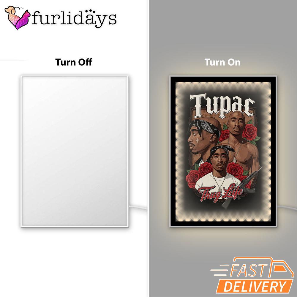 Tupac Forever Roses Mirror Night Light, Rapper Lamp Tupac Forever Roses Mirror Night Light, Rapper Lamp