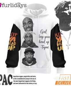 Tupac Girl Keep Head Up 3D Hoodie, 90s Music Hoodie