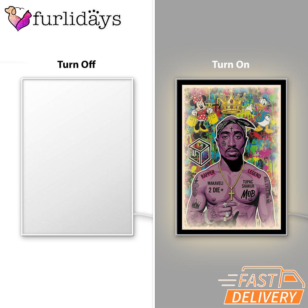 Tupac Graffiti Purple Mirror Night Light, Rapper Lamp Tupac Graffiti Purple Mirror Night Light, Rapper Lamp