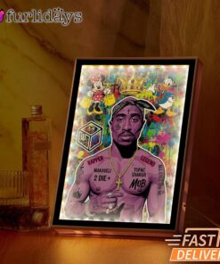 Tupac Graffiti Purple Mirror Night Light, Rapper Lamp