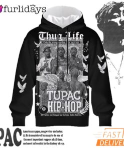 Tupac Hip Hop Thug Life Angel 3D Hoodie, 90s Music Hoodie