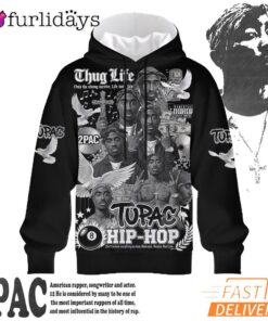 Tupac Hip Hop Thug Life Collage 3D Hoodie, 90s Music Hoodie