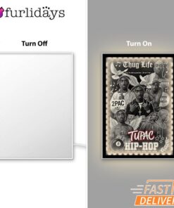 Tupac Hip Hop Thug Life Collage Mirror Night Light, Rapper Lamp