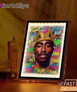 Tupac King Crown Pop Blue Mirror Night Light, Rapper Lamp