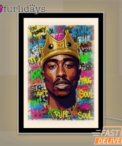 Tupac King Crown Pop Blue Mirror Night Light, Rapper Lamp