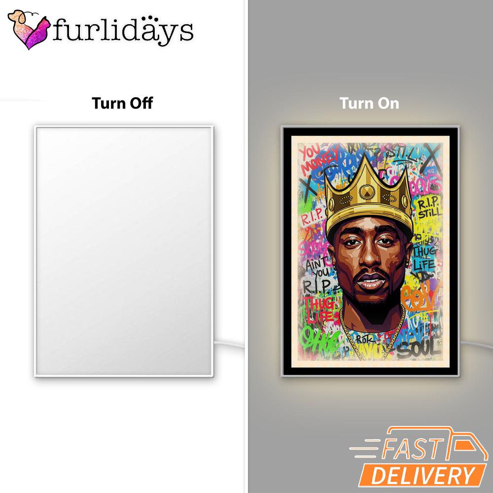 Tupac King Crown Pop Bright Mirror Night Light, Rapper Lamp Tupac King Crown Pop Bright Mirror Night Light, Rapper Lamp