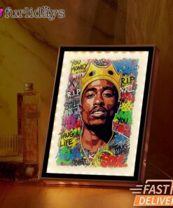 Tupac King Crown Pop Green Mirror Night Light, Rapper Lamp