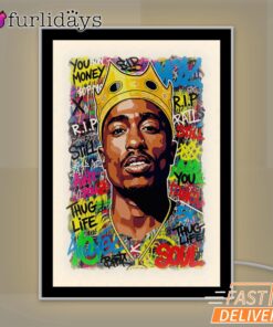 Tupac King Crown Pop Green Mirror Night Light, Rapper Lamp