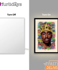 Tupac King Crown Pop Yellow Mirror Night Light, Rapper Lamp