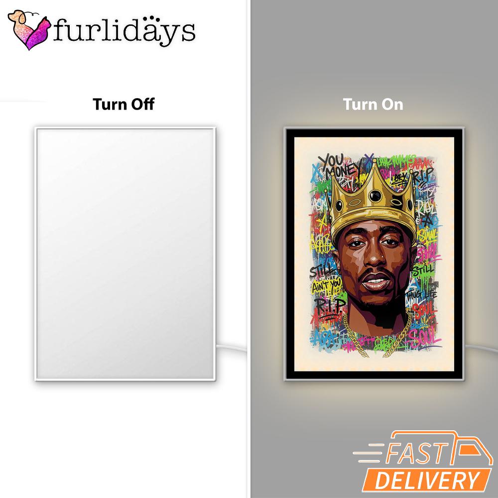 Tupac King Crown Pop Yellow Mirror Night Light, Rapper Lamp Tupac King Crown Pop Yellow Mirror Night Light, Rapper Lamp