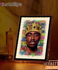 Tupac King Crown Pop Yellow Mirror Night Light, Rapper Lamp