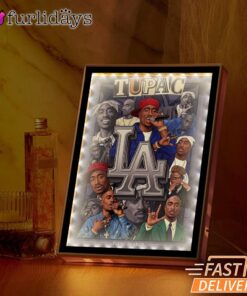 Tupac LA City Collage Mirror Night Light, Rapper Lamp