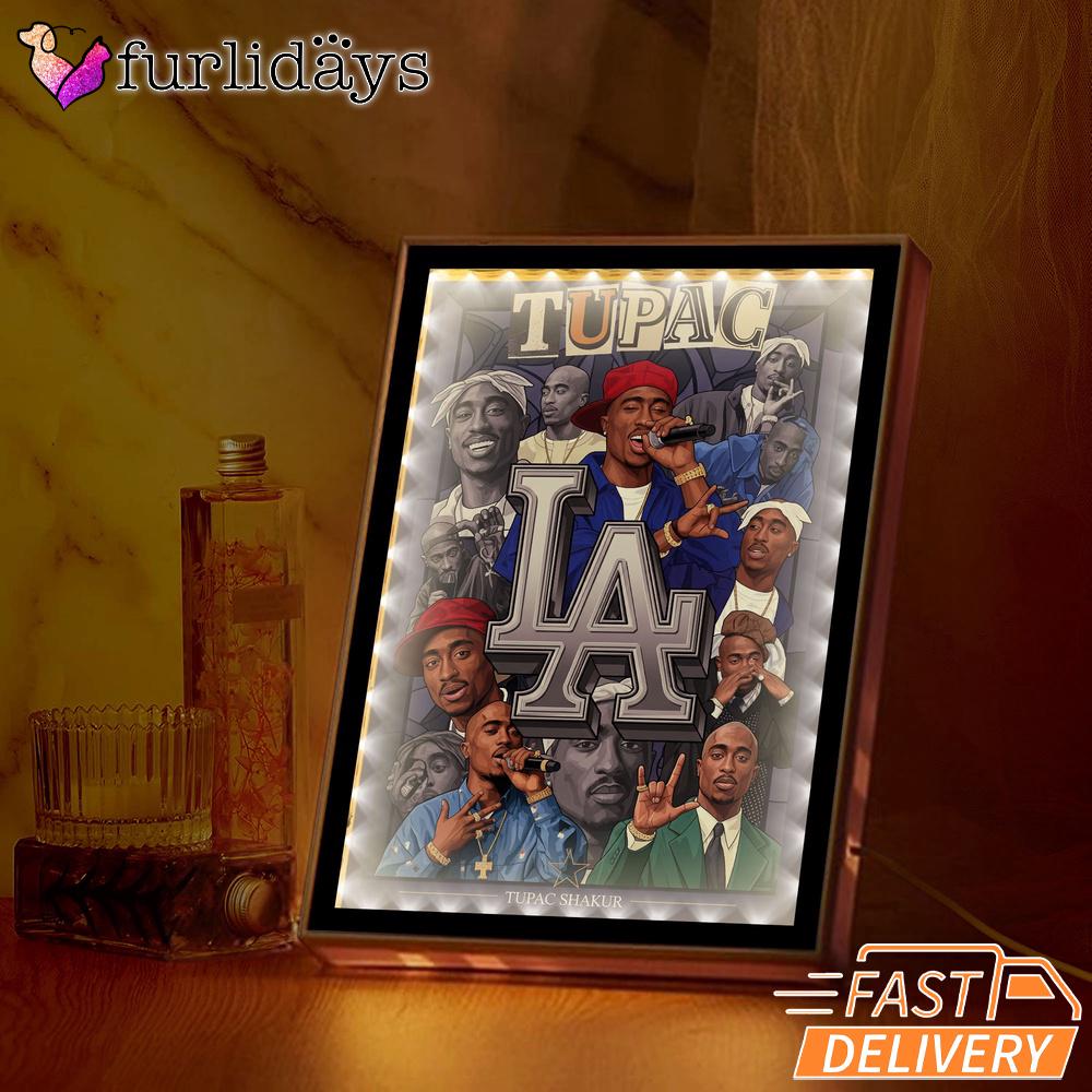 Tupac LA City Collage Mirror Night Light, Rapper Lamp Tupac LA City Collage Mirror Night Light, Rapper Lamp